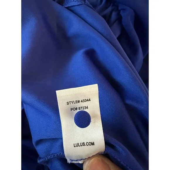 Lulu's Wondrous Water Lilies Maxi Dress Royal Blue Size L - Picture 9 of 9